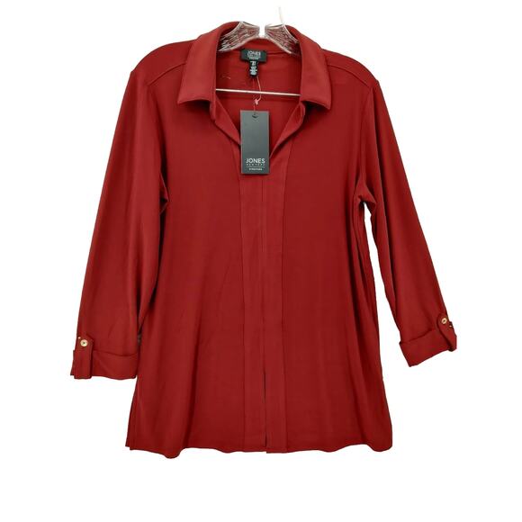 Jones New York Long Sleeve Women Blouse Shirt Size Small ~ Burgundy - Picture 1 of 10